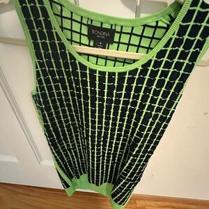 MWT Rondina Green and Black Grid Pattern Tank -Medium
